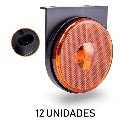 12 Lanterna Lateral Carreta Randon Bivolt Âmbar 3 Leds