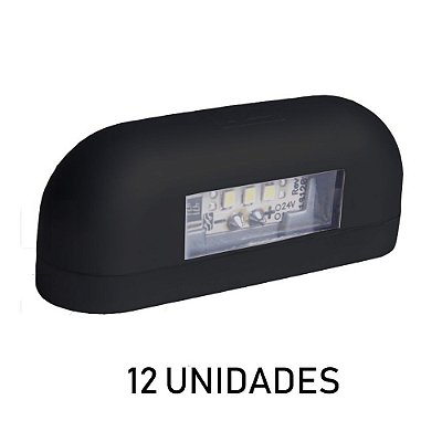 Kit Lanterna Luz de Placa Carreta Caminhão Led Preta 12 u