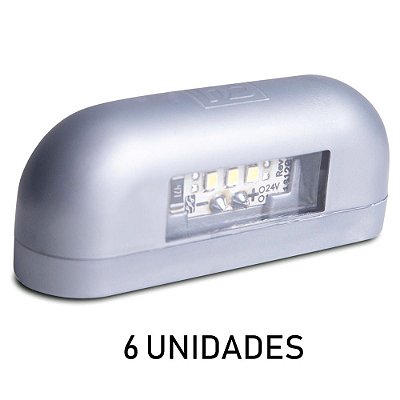 Kit Lanterna Luz de Placa Carreta Caminhão Led Cinza 6 un