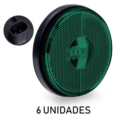 6 Lanterna Lateral Carreta Randon Bivolt Verde 3 Leds