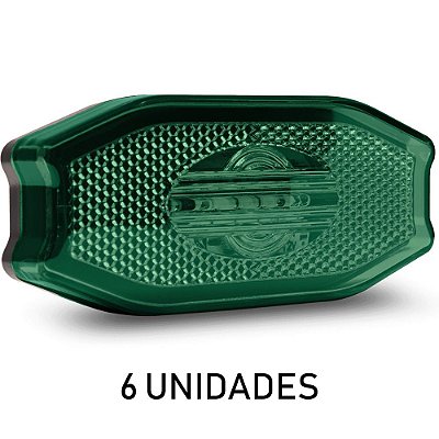 6 Lanterna Lateral Carreta Bau Bivolt Verde 3 Leds