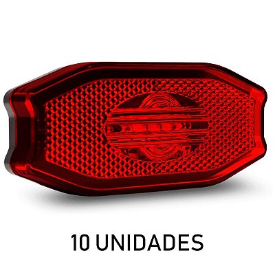 10 Lanterna Lateral Carreta Bau Exclusive Vermelha 3 Leds