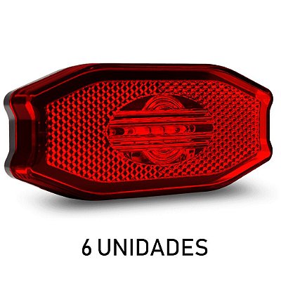 6 Lanterna Lateral Carreta Bau Bivolt Vermelha 3 Leds