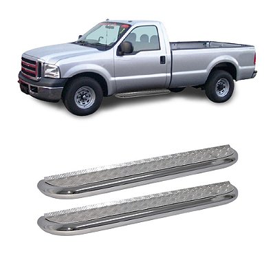 Estribo F350 1999 a 2012 Cabine Simples Cromado Plataforma