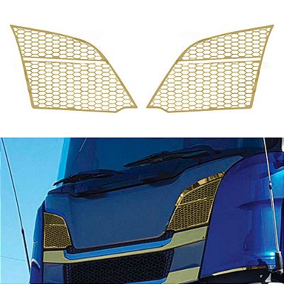 Aplique Inteiro Tela Entrada Ar para Scania P/G Dourado
