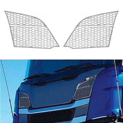Aplique Inteiro Tela Entrada Ar Para Scania P Espelhado Par