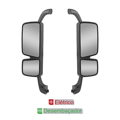Par Retrovisor Mercedes Actros até 2015 Convexo Elétrico