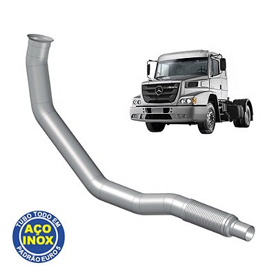 Tubo Saída 4.1/2” p MB Atron 1635 2012 - Euro 5 Todo em Inox
