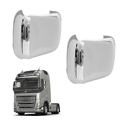 Par Capa Espelho Auxiliar Superior para Volvo FH FM Cromada