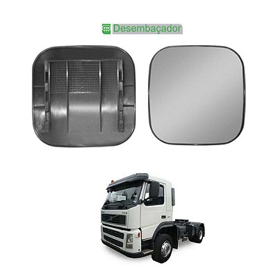 Base c Vidro Retrovisor p Volvo FM Convexo LD c Desembaçador