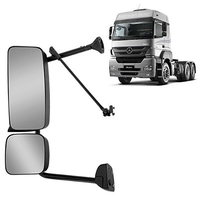 Retrovisor c Auxiliar para Atego 2007 a 2013 Lado Esquerdo