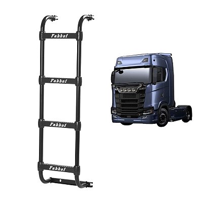 Escada Traseira para Scania RH Highline NTG 4 Degraus Preta