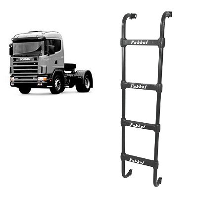 Estribo Traseiro p Scania G/R Até 2018 - 4 Degraus - Preto