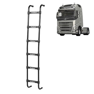 Estribo p Volvo FH/NH Cabine Alta até 2014 - 6 Degraus Preto