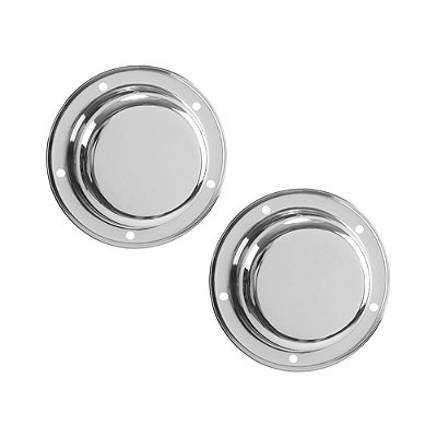 Kit Sobre Tampa Cubo de Roda Metal 5 Furos Pequena Cromada