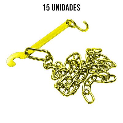Kit Corrente Da Tampa 6mm Com Corrente Zincado Amarelo -15un