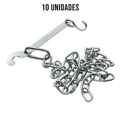 Kit Corrente Da Tampa 6mm Com Corrente Zincado Branco - 10un
