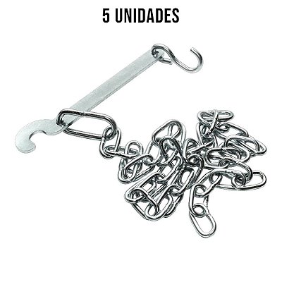 Kit Corrente Da Tampa 5,5mm C/ Corrente Zincado Branco - 5un