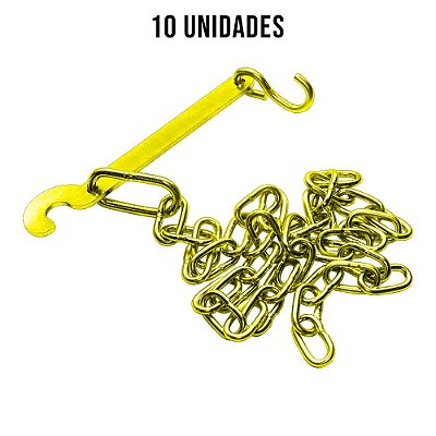 Kit Corrente Da Tampa 5mm Com Corrente Zincado Amarelo-10un