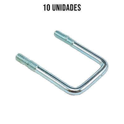 Presilha U 40mm Sem Porca Zincado Branco - 10un