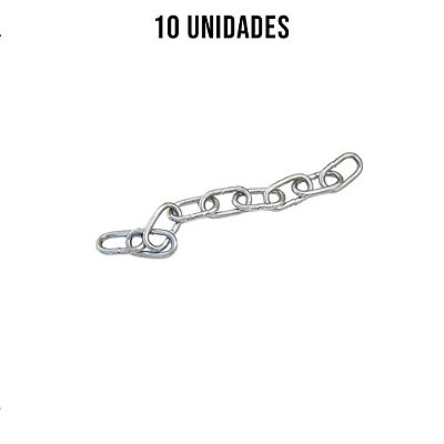 Corrente Para Pino 3,0mm 9 Elos Zincado Branco - 10un