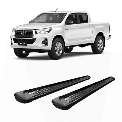 Estribo Hilux 2018 2019 2020 2021 2022 CD Alumínio Preto