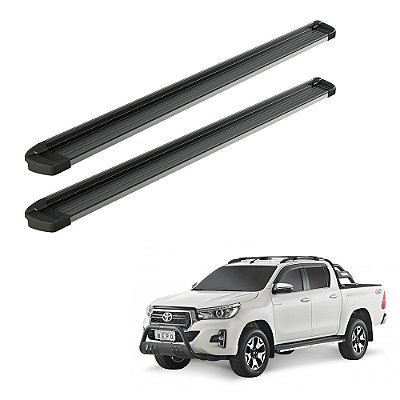 Estribo Hilux 2016 2017 2018 2019 Cd Preto Frente Polida