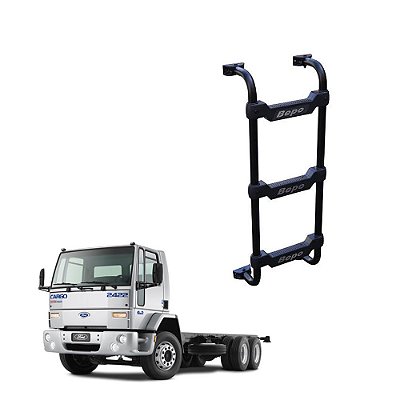Escada Traseira Ford Cargo 2008 2009 2010 3 Degraus Preto