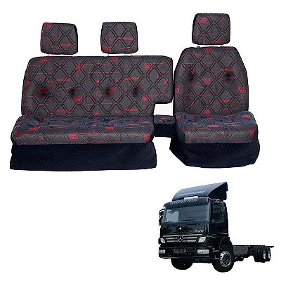Sofá Cama Banco Completo MB Atego 2425 Cabine Simples Vermel