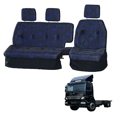 Sofá Cama Banco Completo MB Atego 2425 Cabine Simples Azul