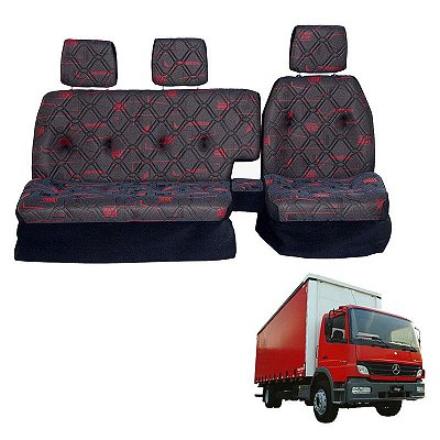 Sofá Cama Banco Completo MB Atego 1418 Cabine Simples Vermel