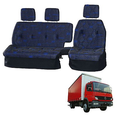Sofá Cama Banco Completo MB Atego 1418 Cabine Simples Azul
