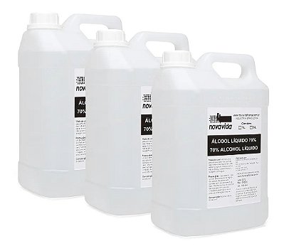 ÁLCOOL LIQUIDO 70% 3 GALÕES 15 LITROS