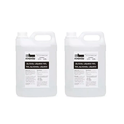 ÁLCOOL LIQUIDO 70% 2 GALÕES 5 LITROS CADA