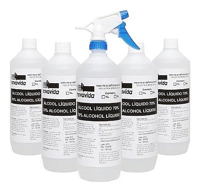 KIT ÁLCOOL LIQUIDO 70% 5 LITROS +01 ESBORRIFADOR