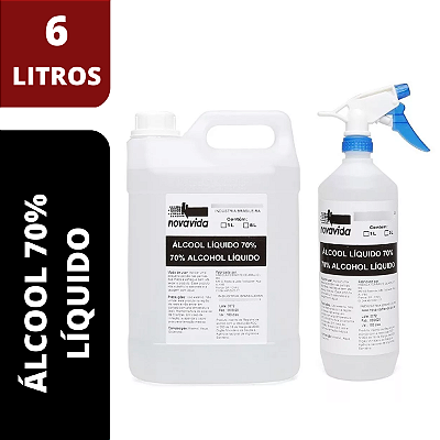 ÁLCOOL LIQUIDO 70% 01 GALÃO 5L +01 ESBORRIFADOR + 1 LITRO