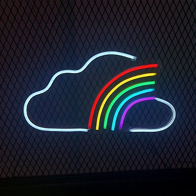 Nuvem arco íris - Luminária em Neon de LED (A=16cm x L=30cm)