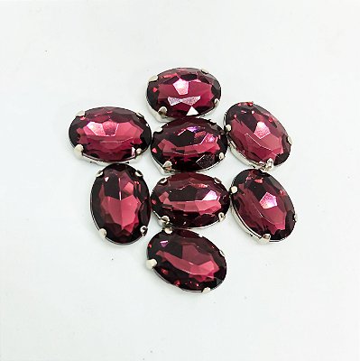 Oval engrampado 10x14 burgundy c/6