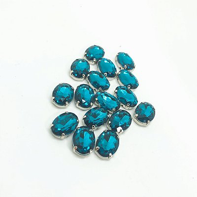 Oval engrampado 10x14 blue zircon c/6