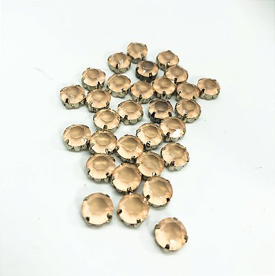 Strass engrampado redondo 10mm peach fosco c/6