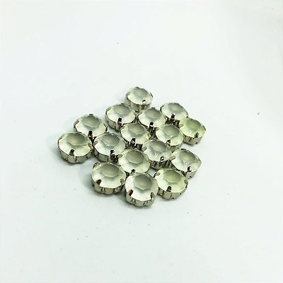 Strass engrampado redondo 10mm cristal fosco c/6