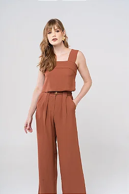 Calça Mel Crepe - Terra