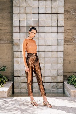 CALÇA TÂNIA METALIZADA - BRONZE