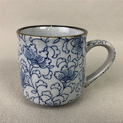 Par de Xícaras Cerâmica Japonesa Craquelê Floral