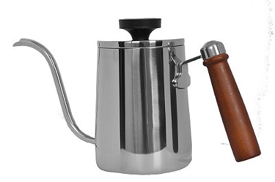 Chaleira Pescoço de Ganso Inox Termometro e Cabo de Madeira