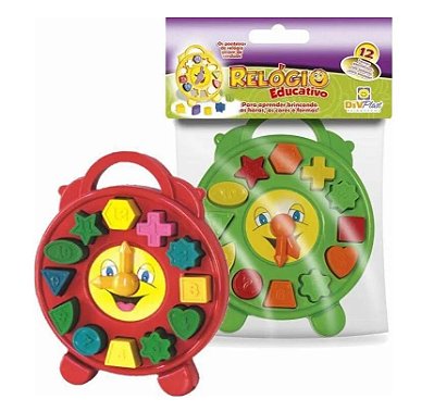 Brinquedo Relógio Educativo Para Aprender Horas, Cores e Formas