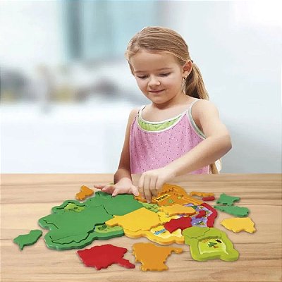 Quebra -Cabeça 3D Mapa Do Brasil C/ Capitais - Elka