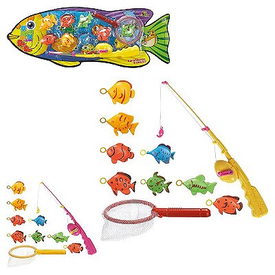 Brinquedo Pega Peixe C/ Vara Redinha e Peixes Art Brink
