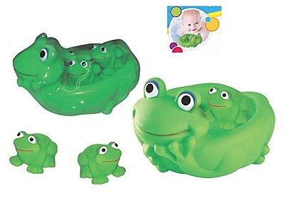 Brinquedo de Banho e Saboneteira Família Sapinho 4 Peças