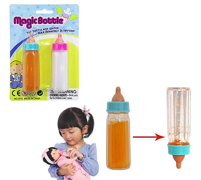 Kit 2 Mamadeiras Mágica Brinquedo Leite Suco P/ Boneca